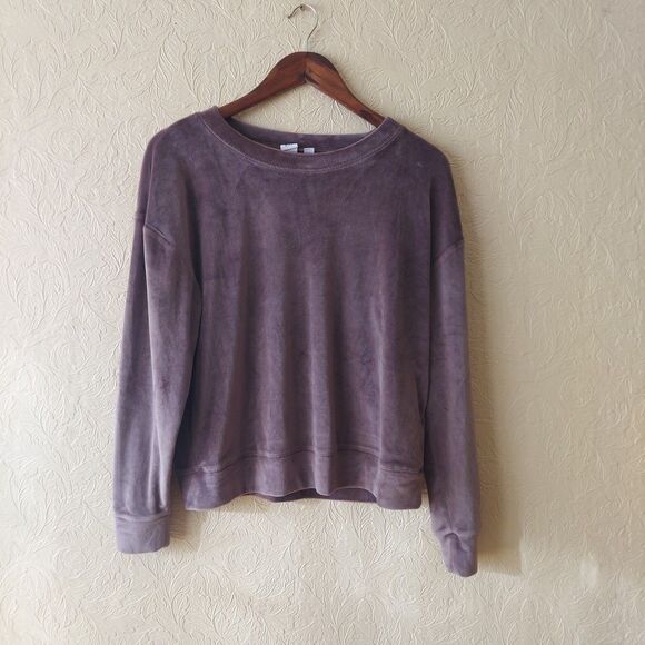Sweaters - GAP Grey/Purple Velvet Sweater Sz Small